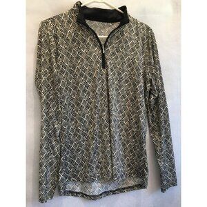 SanSoleil Women's Solshine Printed 1/4 Zip Long Sleeve Golf Top  Gray Small